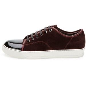 Lanvin Suede Patent Leather Low Top Sneakers